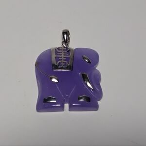 925 Lavender Purple Jade Elephant Pendant
